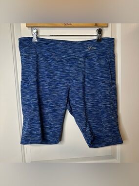 Nirlon Blue Space-Dye High Waisted Biker Shorts | Women’s 3XL